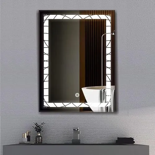 ARC homes Rectangular Wall Mounted Backlit Led Mirror with Touch Sensor | Bathroom Mirror with Led Lights | Long Mirror for Bedroom Living Room Washbasin Mirror (Double Light, 24 x 30 Inch)