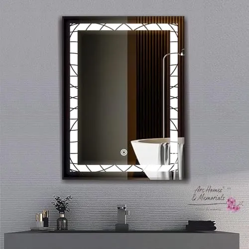 ARC homes Rectangular Wall Mounted Backlit Led Mirror with Touch Sensor | Bathroom Mirror with Led Lights | Long Mirror for Bedroom Living Room Washbasin Mirror (Triple Light, 18 x 24 Inch)
