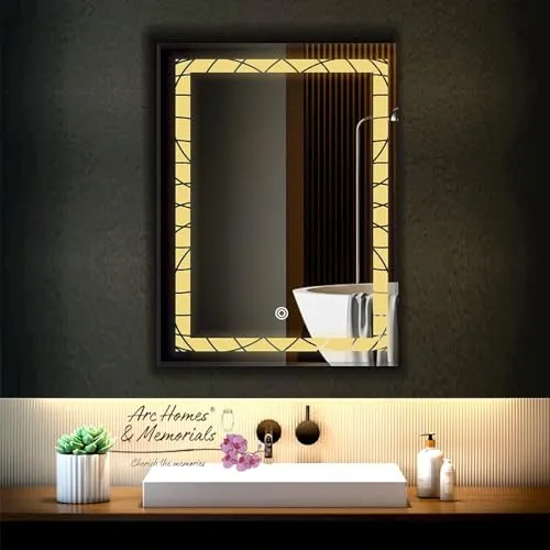 ARC homes Rectangular Wall Mounted Backlit Led Mirror with Touch Sensor | Bathroom Mirror with Led Lights | Long Mirror for Bedroom Living Room Washbasin Mirror (Triple Light, 18 x 24 Inch)