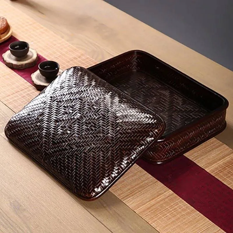 Bamboo Lacquerware Hamper - Japanese Storage Box for Cookies & Sushi