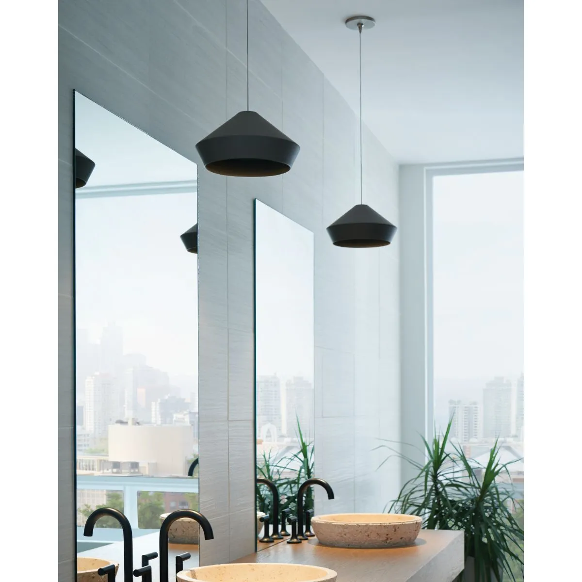 Brummel Monorail Cone LED Pendant Light Antique Bronze Finish Matte White Shade