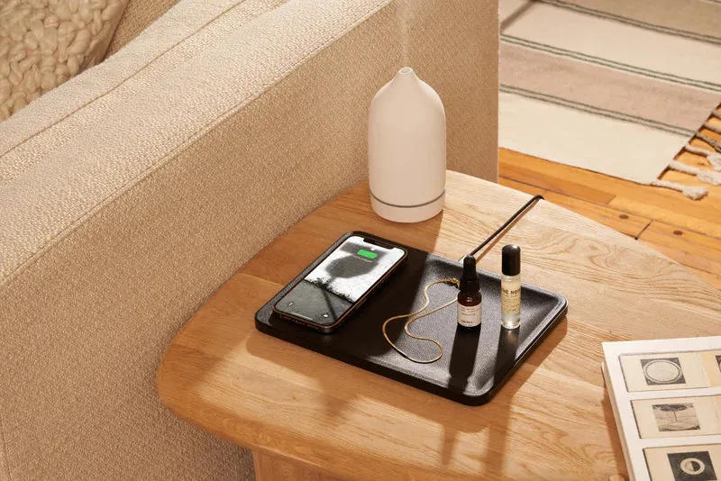 CATCH 3 Single-Device Charging Tray Leather - Black