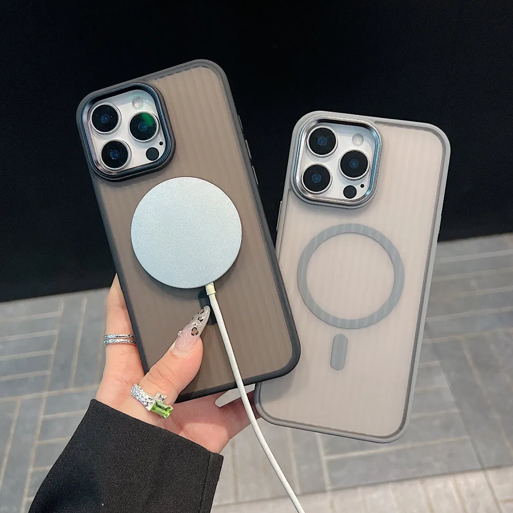 Corrugated Pattern Magnetic Wireless Charge Phone Case - iPhone 16 Pro