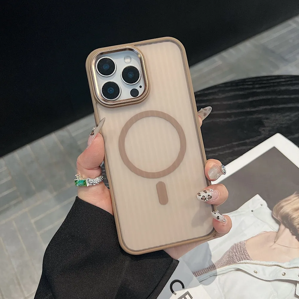 Corrugated Pattern Magnetic Wireless Charge Phone Case - iPhone 16 Pro
