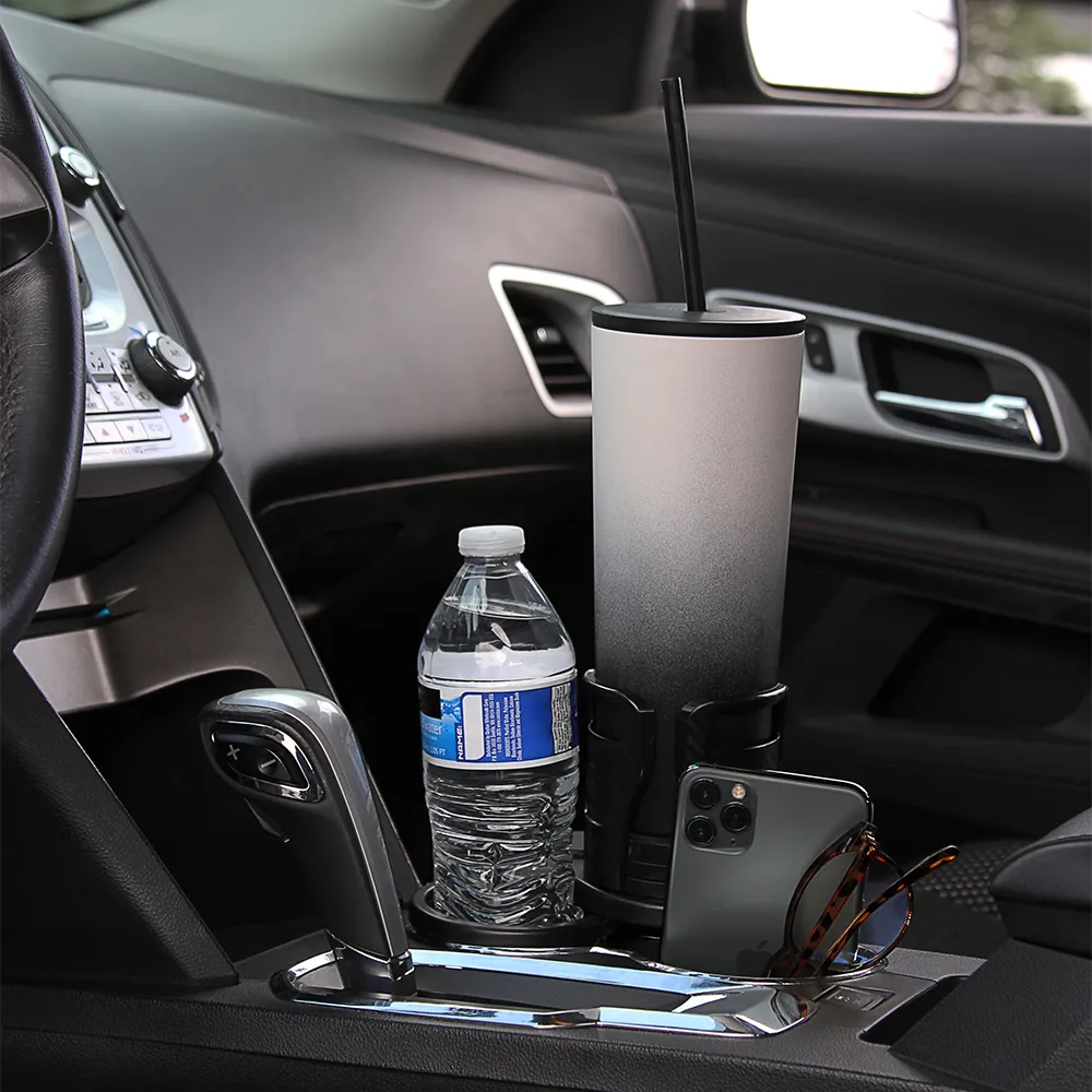 Dual CupStation - 2-in-1 Expandable Cup Holder with 360° Rotating Base – Black