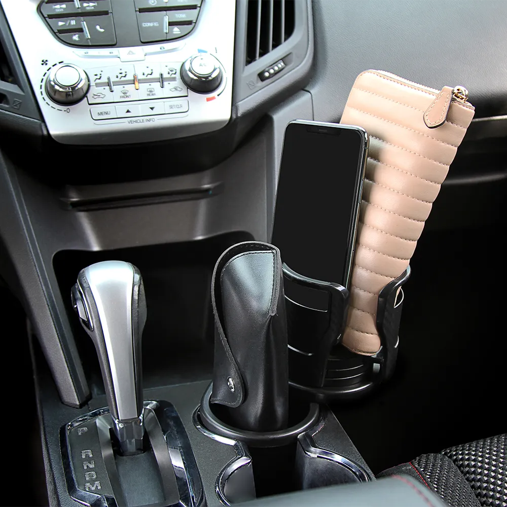 Dual CupStation - 2-in-1 Expandable Cup Holder with 360° Rotating Base – Black