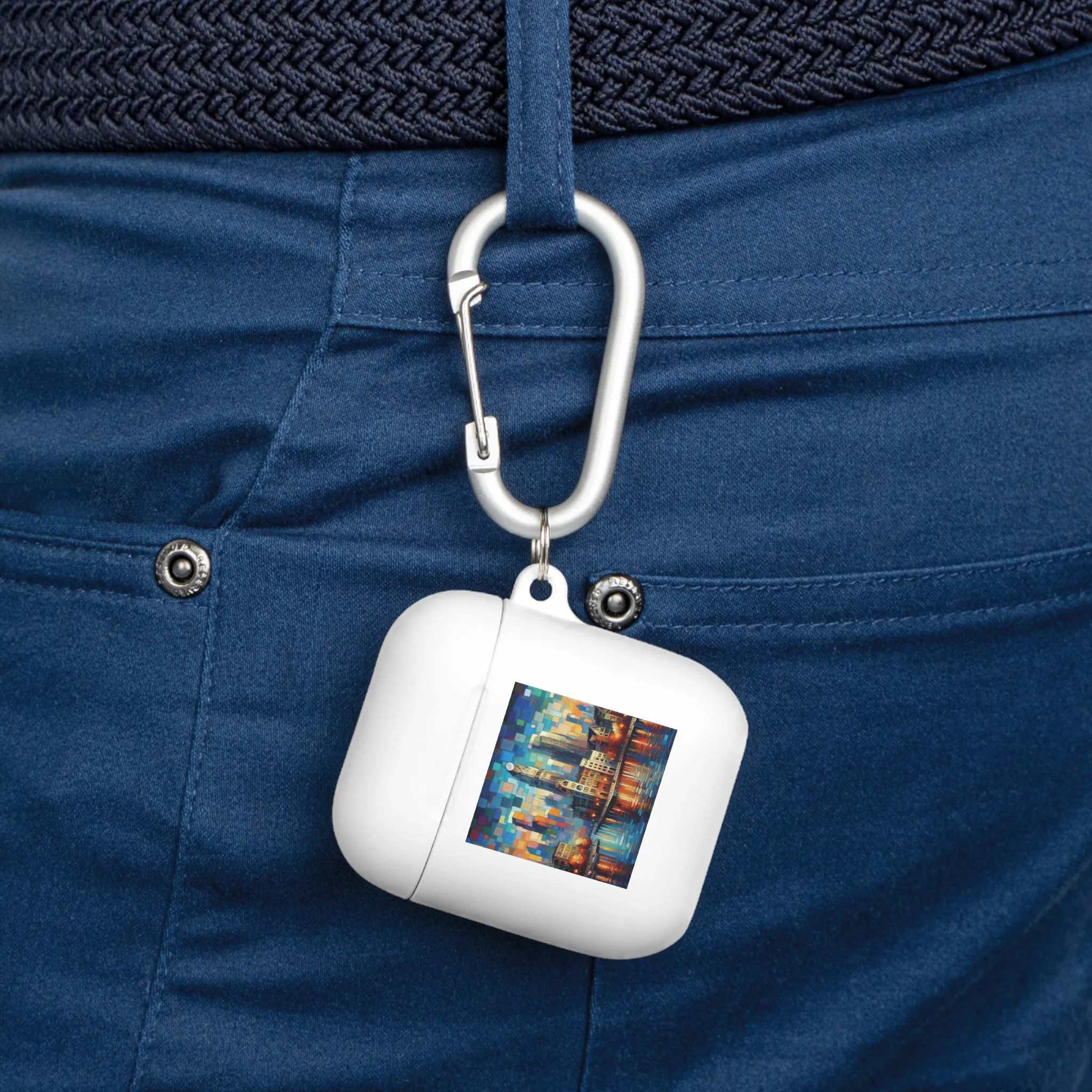 Modern city artistic design by a lake  AirPods Case Cover