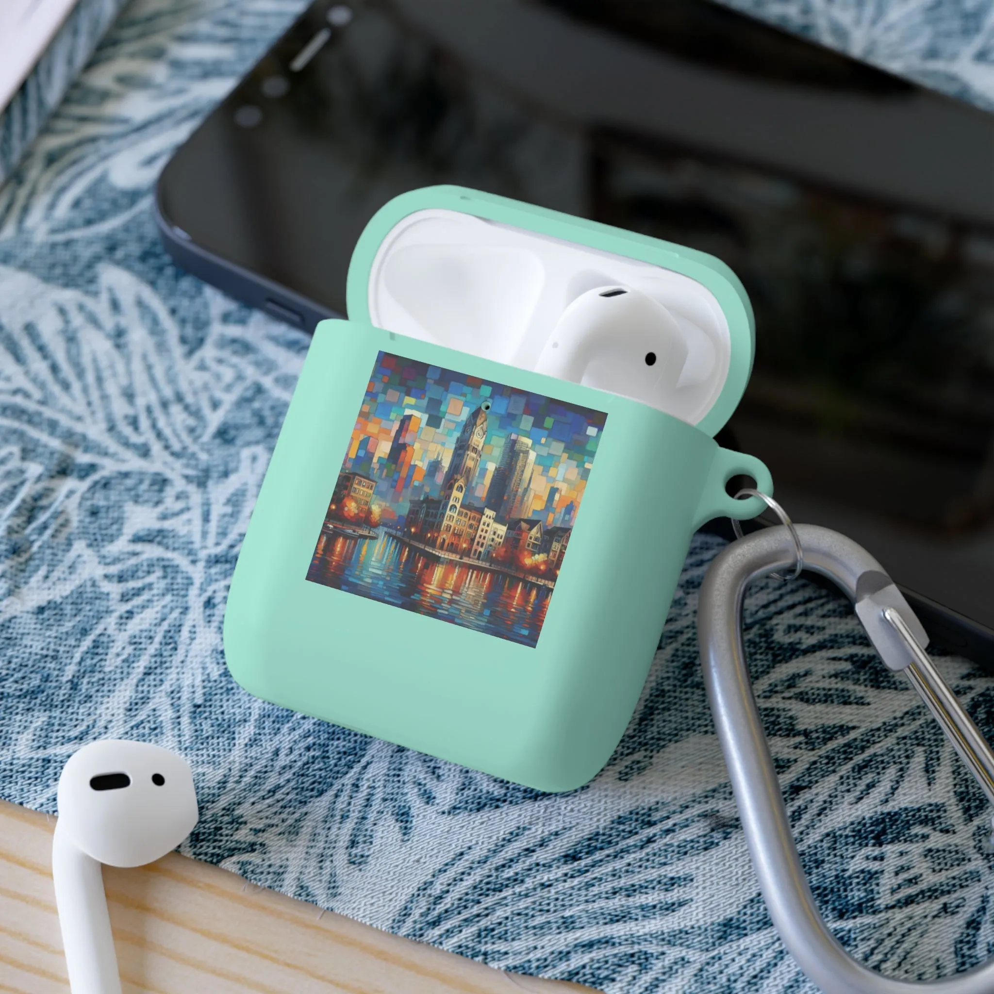 Modern city artistic design by a lake  AirPods Case Cover